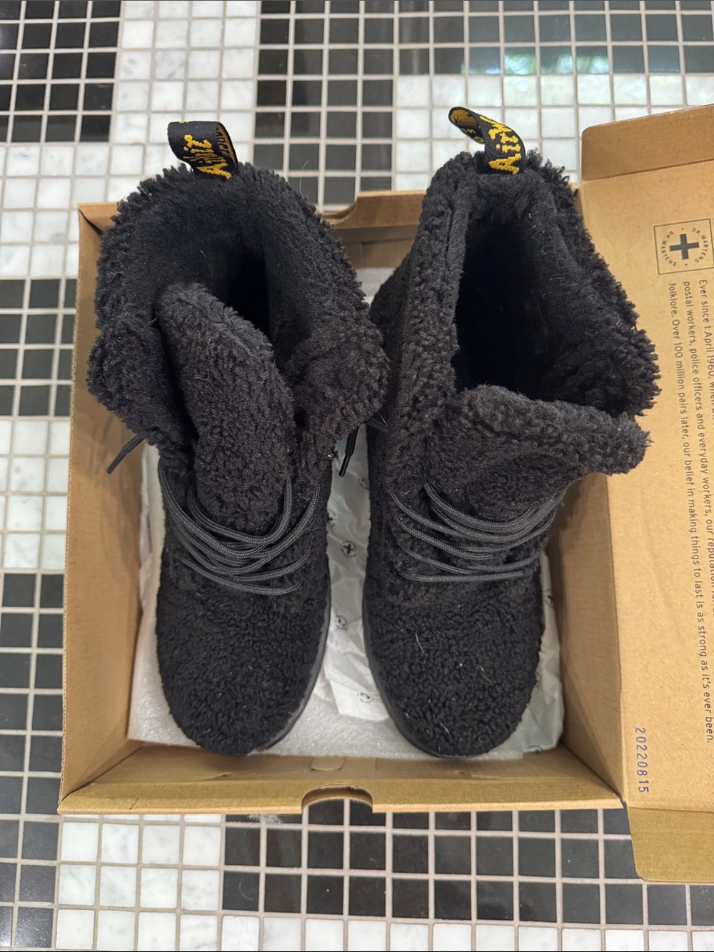 Dr. Martens Black Faux Shearling Lace-Up Boots